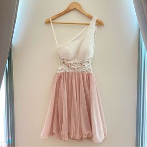 Open back bejeweled tulle dress